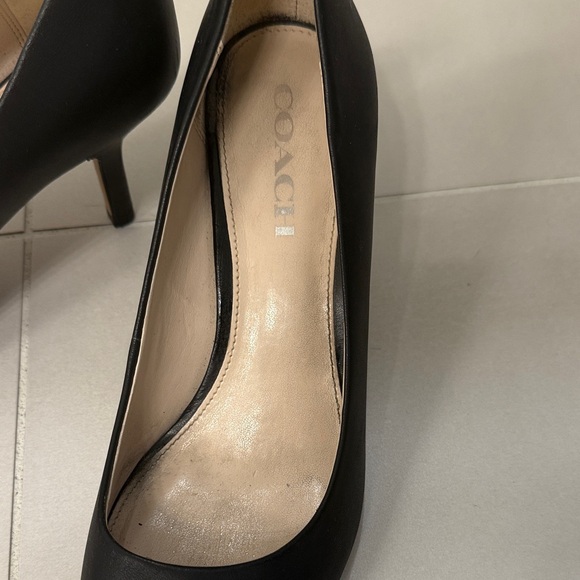 Coach Black Leather Heels Size 9 - Picture 3 of 11